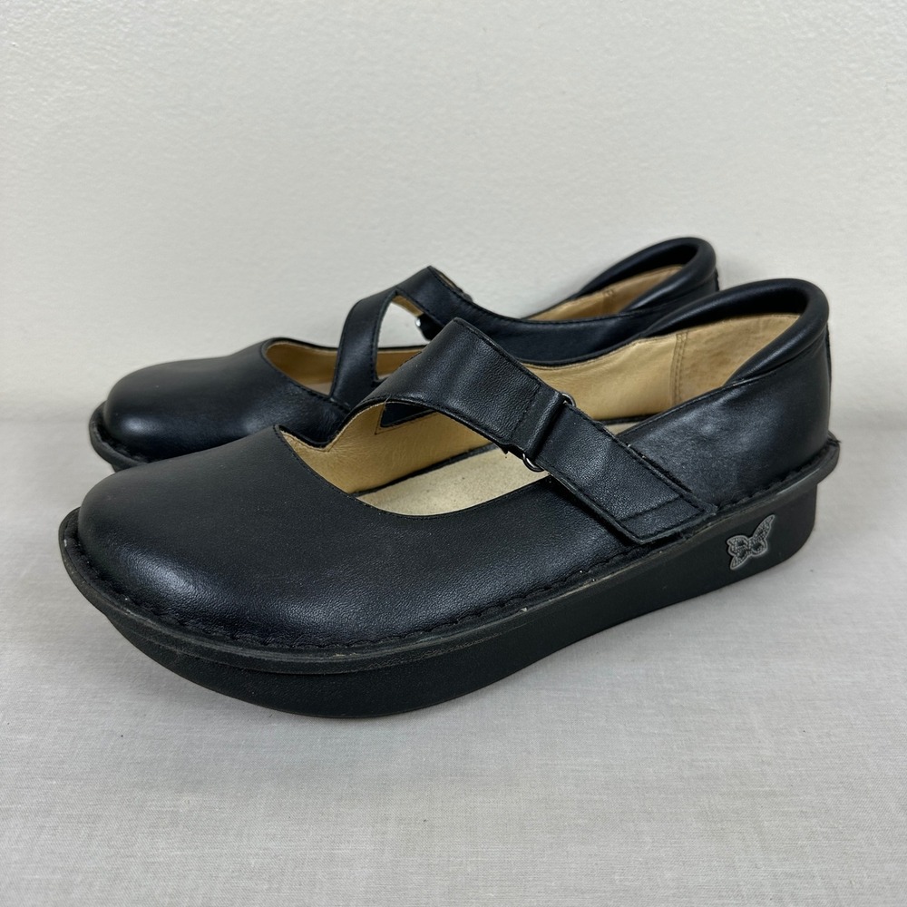 Alegria Women's 39 Paloma Mary Jane Black Leather Slip Resistant Shoes Work
